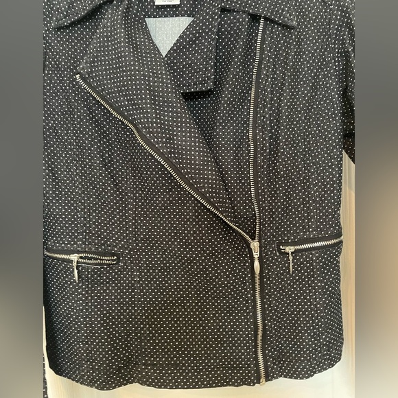 Tria Moto style microdot blazer jacket size Small- black and white. Zip front - Picture 4 of 9